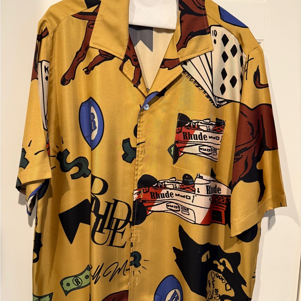 Rhude Men's Bold Graphic Shirt in Yellow and Black